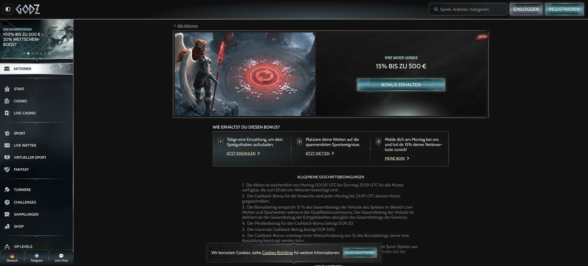 515 De Aktionen Betting Cashback Godz Casino Bonus: 515 De Aktionen Betting Cashback