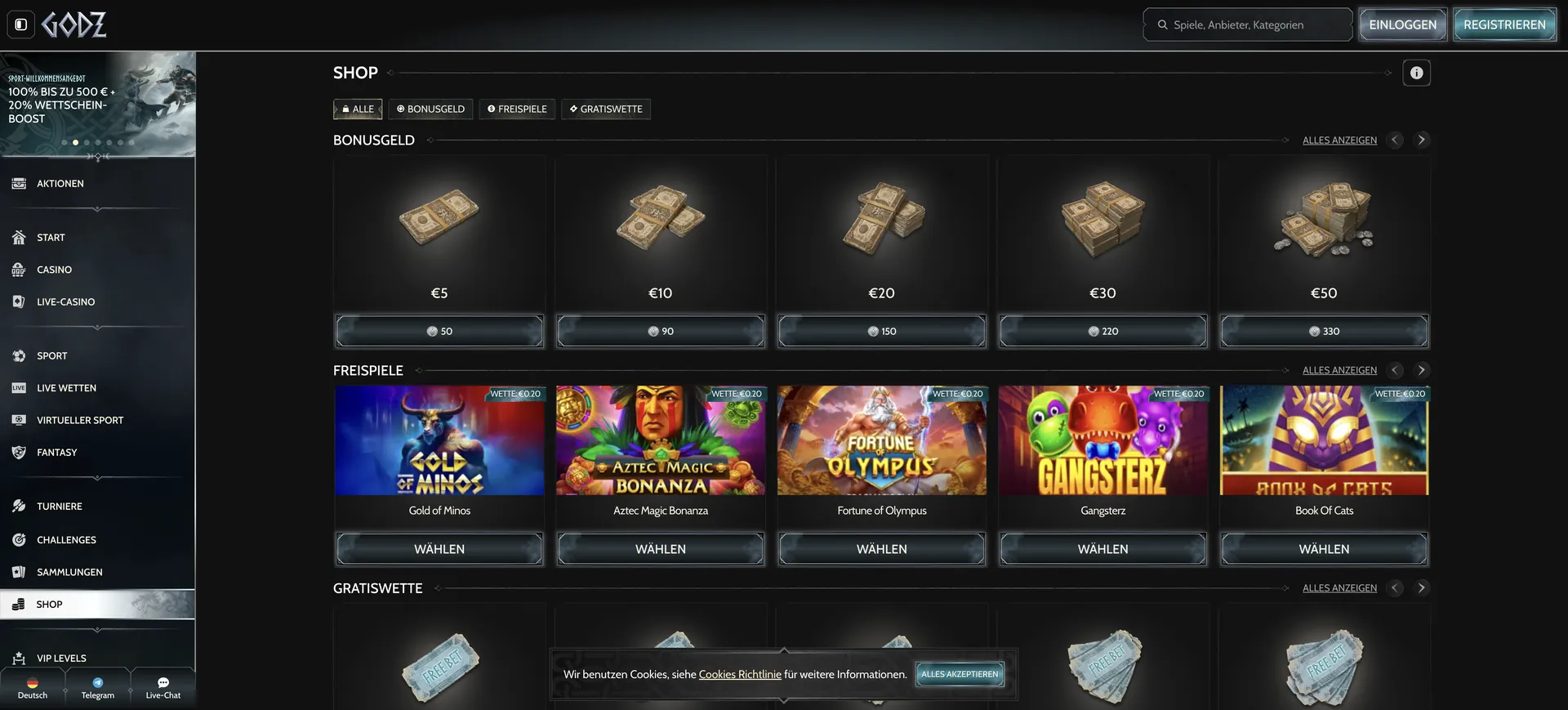 515 De Shop Godz Casino Bonus ohne Einzahlung: 515 De Shop